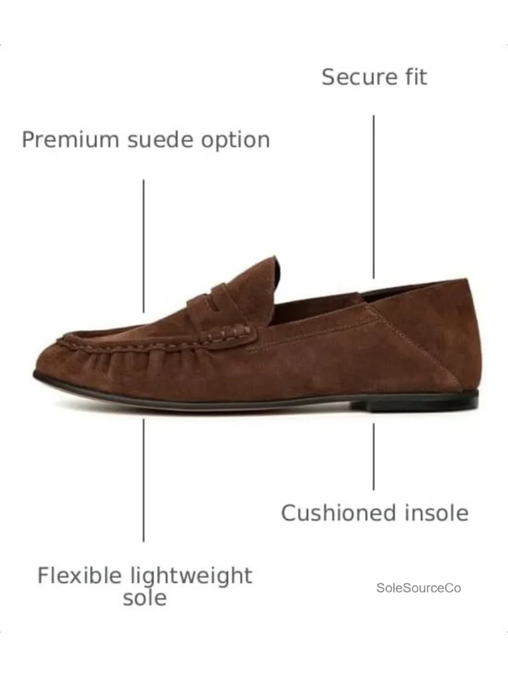 Penny Loafers Women Suede Flats Slip-On Ruched Comfort Work Shoe